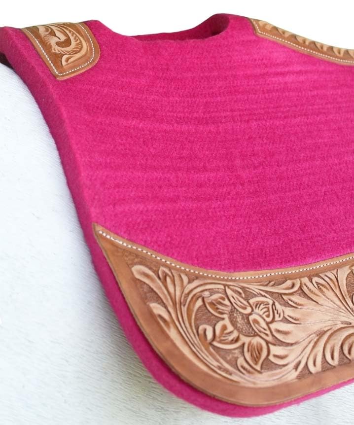 CHALLENGER Horse Saddle PAD Western Contoured Wool Felt Moisture Wicking Saddle Pad 39177 - color: Pink