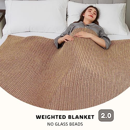 L'AGRATY Knitted Weighted Blanket 48"x72" 20lbs for Adults Cooling - color: Beige, size: 48" x 72" | 20 lbs