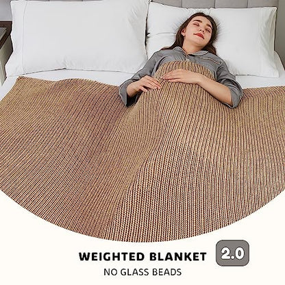 L'AGRATY Knitted Weighted Blanket 48"x72" 20lbs for Adults Cooling - color: Beige, size: 48" x 72" | 20 lbs