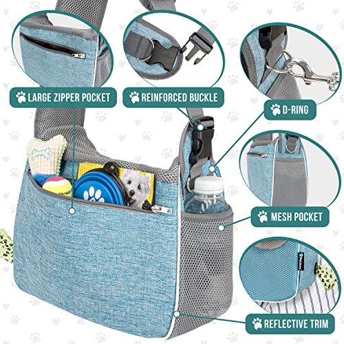 PetAmi Dog Sling Carrier for Small Dogs, Hands Free Crossbody Carrier, Blue - color: Teal Blue