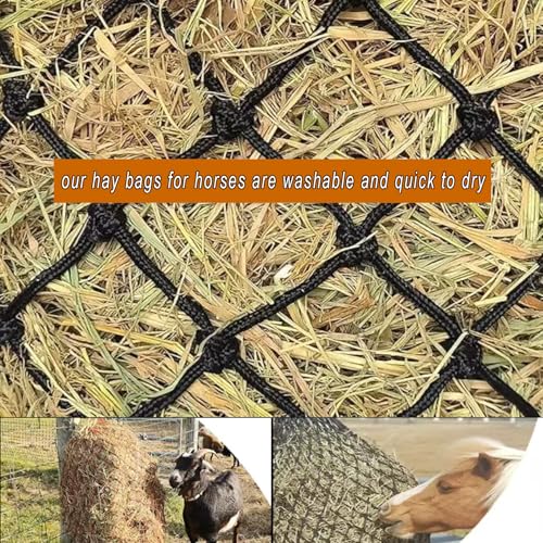 2 PCS Slow Feed Hay Nets for Horses, 40" Large Hay Feeder Bag with 2.6" Holes for Horse, Goat, Sheep - Hanging Hay Net for Grazing