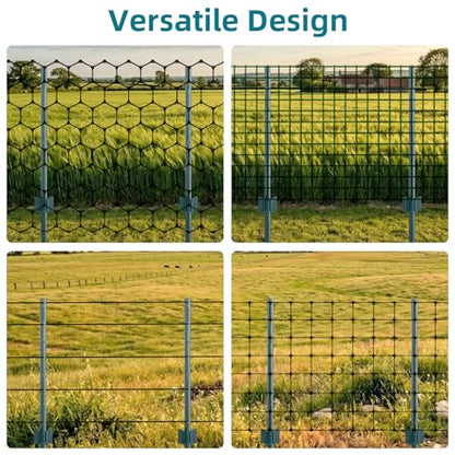 TECSPACE Metal Fence Post, 7 ft Heavy Duty U-Post with Anchor Plate and Adjustable Tabs, Rust-Proof Steel Stakes for Garden, Farm, Lawn, 20 Pack (7 FT 20PCS) - size: 7 FT 20PCS