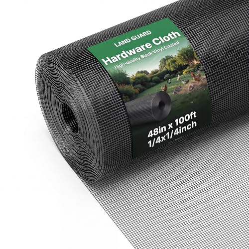 Land Guard 48 inch×100 ft Black Vinyl Coated Hardware Cloth, 23 Gauge 1/4 inch Black PVC Hardware Cloth, Black Welded Wire Fence Supports Poultry Netting Cage Fence - color: Black, size: 1/4inch 48inch×100ft