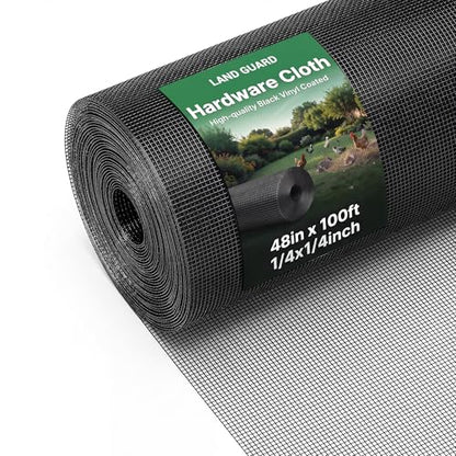 Land Guard 48 inch×100 ft Black Vinyl Coated Hardware Cloth, 23 Gauge 1/4 inch Black PVC Hardware Cloth, Black Welded Wire Fence Supports Poultry Netting Cage Fence - color: Black, size: 1/4inch 48inch×100ft