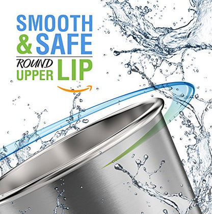 Stainless Steel Pint Cups Water Tumblers 16 oz - Unbreakable, BPA Free, Stackable Premium Quality 18/18 Metal Drinking glasses for Home & Outdoor Activities, Picnic, Travel & Camping (4-Pack) - color: Stainless Steel, style: 16 oz