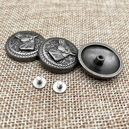 Duolai 10pcs Retro Style Silver Horse Head Relief Craft Carving Purses Leather Decoration Buckle Conchos Metal Screw Back Buttons Fashion Crafts Handmade Leather Product Clothes Accessories