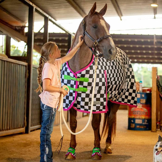 Jeffers Expression 1200 Denier Standard Neck Turnout Sheet, Skater Cowgirl, 66"- Waterproof, Breathable Horse Sheet with 0g Polyfill, No Insulation - Ideal Protection for Wind & Rain, Light Weight - color: Skater Cowgirl, size: 66"