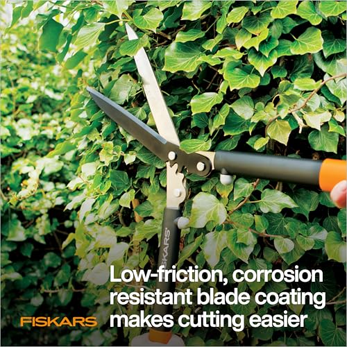 Fiskars 23" PowerGear Garden Hedge Shears, 10" Stainless Steel Blades | PowerGear Technology Multiplies Power for Less Effort, Hedge Clippers with Sharp Low-Friction Precision-Ground Steel Blades - style: 23" PowerGear