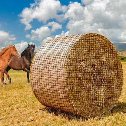 5x5 Ft Knotless Round Bale Hay Net for Horses, Livestock Feeder