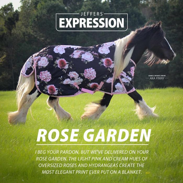 Jeffers Expression 1200 Denier Standard Neck Turnout Blanket, Rose Garden, 78" - Waterproof, Breathable Horse Blanket with 240 gram of Polyfill, Ideal Protection for Winter, Medium Weight