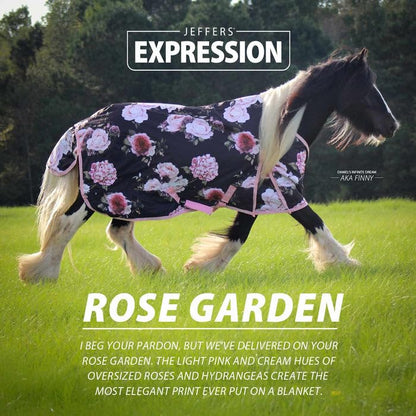 Jeffers Expression 1200 Denier Standard Neck Turnout Blanket, Rose Garden, 78" - Waterproof, Breathable Horse Blanket with 240 gram of Polyfill, Ideal Protection for Winter, Medium Weight