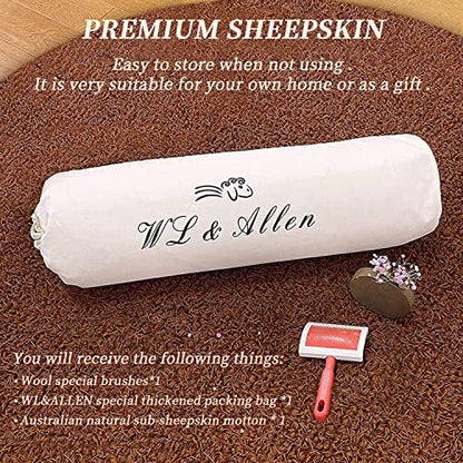 WL&ALLEN Large Sheepskin Rug Genuine Thick and Lush 3 Inch Pile，Luxury Australian Pelts |Large Sheepskin Wool Area Rugs (Single & a Half Pelt 2'6" x 5‘，Light Brown)… - color: Light Brown, size: 2'10" x 5'7" (Sheep Pelt)