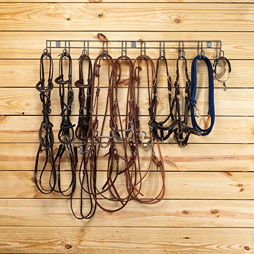 EASY-UP Pro 10 Hook Long Arm Tack Rack | Perfect for Compact Stables | 10-Hook Design | Holds Multiple Tack Articles per Hook | Rust Resistant | 7-Year Warranty