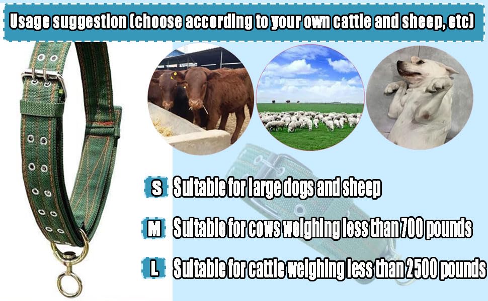 Nylon Livestock Collar Adjustable Cattle Collar with Cow Bell for Cattle Sheep Goat Thick Canvas Neck Strap Farm Ranch Animal Accessories (51inch) - color: 51inch