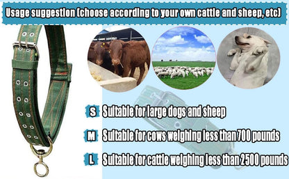 Nylon Livestock Collar Adjustable Cattle Collar with Cow Bell for Cattle Sheep Goat Thick Canvas Neck Strap Farm Ranch Animal Accessories (51inch) - color: 51inch