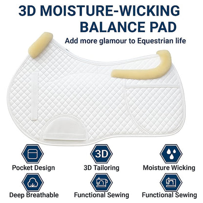 Universal English Saddle Pad with Adjustable Shims, Faux Shearling Trim, Plush Faux Wool, 3D Cooling & Non-Slip Tech. Ideal for Dressage, Jumping & Training. Machine Washable - color: White