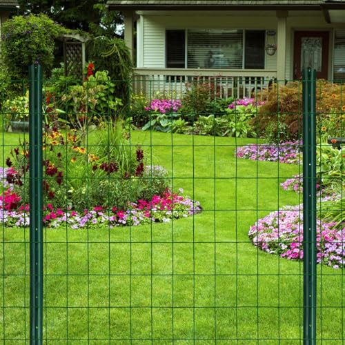 16GA PVC Green 48in x25ft-3in x 2in Welded Wire Mesh Garden Economy Fence - color: Green, size: 48"x25\'-3"x2" 16GA