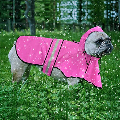 Waterproof Dog Rain Coat - Reflective Adjustable Pet Raincoat Jacket, Lightweight Dog Hooded Poncho Raincoats for Small to X- Large Dogs and Puppies (Pink, Medium) - color: Pink, size: Medium