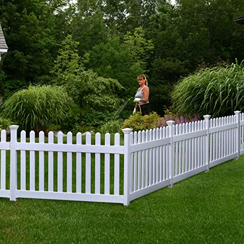 WamBam Newport Picket Fence, White Vinyl DIY No Dig Kit - color: Newport Fence