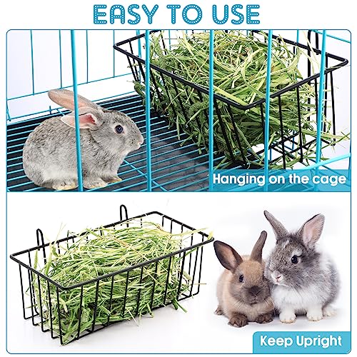 Therwen 4 Pcs Rabbit Hay Feeder Guinea Pig Heavy Duty Metal Frame Hay Rack with Hooks Cage Hanging Holder for Bunny Chinchilla Small Animals Accessories(9.8 x 5.1 x 3.5 Inches) - size: 9.8 x 5.1 x 3.5 Inches