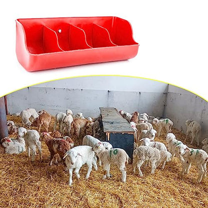 2 Pack Lambs Plastic Feeder, 4 Compartment Fence Feeder for Small Pig Lambs Chicken Livestock