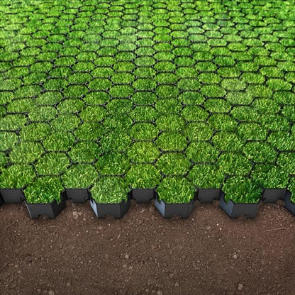 Vodaland Permeable HexPave System - Grass & Gravel Pavers - 100% Recycled PPE Plastic, Handles 27,000 lbs, 1" Depth, 65 s.f / 22 Units - size: 65 Sq Ft
