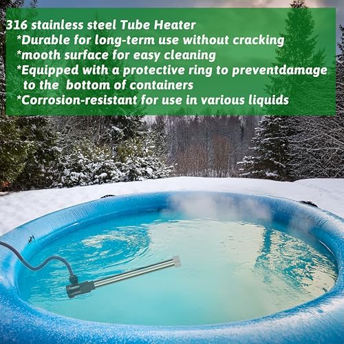 1800W Immersion Water Heater for Bathtub & Inflatable Pool – Portable Fully Submersible Electric Heater with Auto Shut Off & WiFi Timer forTub, Above Ground/Inground Pool, Bucket and Baptistry etc