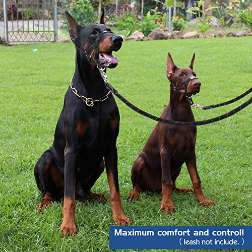 Pawaboo Dog Muzzle, Head Halter Collar for Dog Nylon Reflective Adjustable - color: Black, size: Small