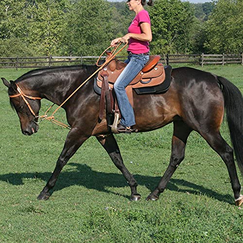 Billy Royal Harness Leather Pulley Draw Reins | 15” Long x 5/8” Wide | Unique One-Piece Design | Will Not Bind or Pinch | Great for Training | Heavy Duty Solid Brass Snaps | Light Oil Color