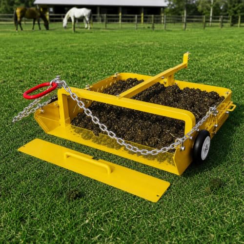 GRIND MODE 2-in-1 Horse Paddock Cleaner & Tow-Behind Trailer - color: Yellow, size: Upgraded Steel Chain