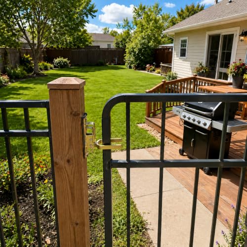 Instant Locking Gate Latch, Heavy-Duty Automatic Spring Lock, Rust-Resistant Steel, One-Hand Operation, Easy Install for Wood, Metal, and Pipe Gates, Farm, Ranch, Backyard (1PCS)