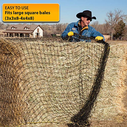 Round Bale Hay Net Slow Feed - Durable Round Bale Feeder for Horses - American Made UV Resistant Nylon Net - Fits Round Bales 4x6-6x6 or Square Bales 3x3x8-4x4x8 with 1.75" Holes - size: 1 Pack
