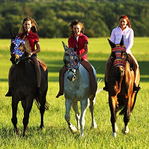 Qualirey 12 Pieces Horse Fly Mask Bulk, Medium, Geometric Patterns - color: Geometric Patterns, size: Medium