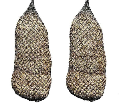 Set of 2 56" Slow Feeder Hay Nets with 1.5" Holes, Fits 8-10 Flakes of Hay (56", Black) - color: Black