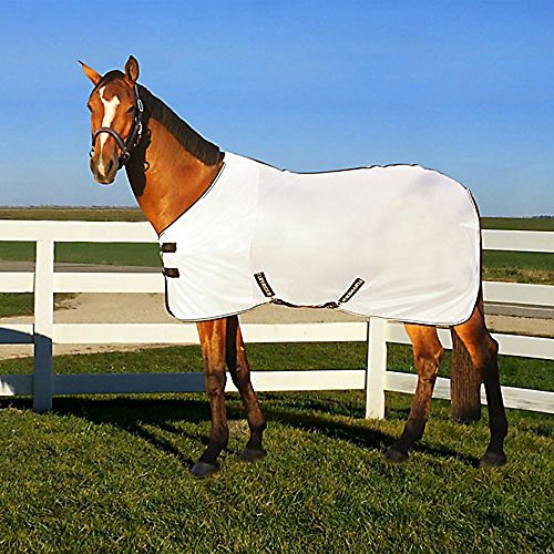 TuffRider Comfy Mesh Fly Sheet | UV Protection Horse Sheet, Standard Neck, 130 Grams Breathable Polyester Mesh - White - 54 - color: White, size: 54