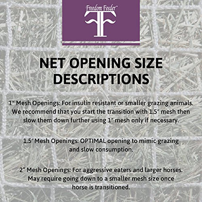Freedom Feeder Mesh Net Full Day Slow Horse Feeder — Designed to Hold 30 lbs/4 Flakes of Hay and Feed Horse All Day — Reduces Horse Feeding Anxiety and Behavioral Issues