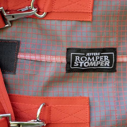 Jeffers Romper Stomper Ripstop Fly Sheet for Horses with Detachable Neck Cover & Belly Flap, 75" - Breathable Lightweight, Horse Tack for Summer Turnout, UV & Fly Protection Sheet - Grey & Red - size: 75"