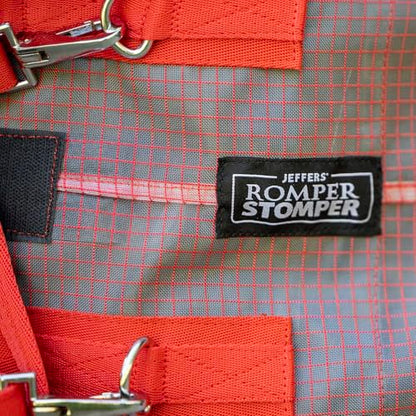 Jeffers Romper Stomper Ripstop Fly Sheet for Horses with Detachable Neck Cover & Belly Flap, 75" - Breathable Lightweight, Horse Tack for Summer Turnout, UV & Fly Protection Sheet - Grey & Red - size: 75"