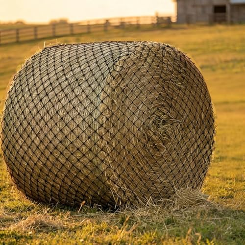 6x6ft Round Bale Hay Net Heavy Duty Knotless Slow Feeder Forage Mesh
