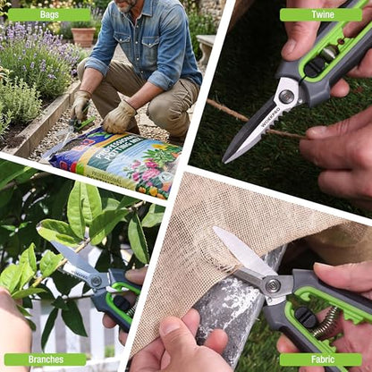 WORKPRO 8" Pruning Shears for Gardening, Multipurpose Garden Shears | Stainless Steel Blade with Sheath, Straight Pruning Scissors Garden Snips for Flowers, Fruits & Vegetables