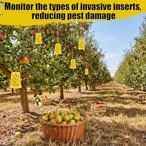 Sticky Coating Insect Trap, 8 Oz with Brush,Gnat Trap Kit | 12 Blue Plastic Cups, DIY Adhesive for Deer Flies Thrips Aphids, Reusable Barrier for Gardens Greenhouses Orchards - color: Yellow Cup