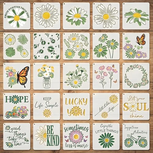 25 Pcs Daisy Quote Stencils for Painting, Flower Signs and Cards 6 Inch - color: Daisy