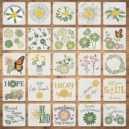 25 Pcs Daisy Quote Stencils for Painting, Flower Signs and Cards 6 Inch - color: Daisy