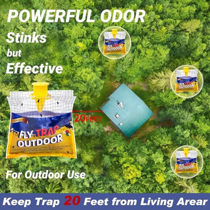 Disposable Fly Traps 6 Pack Bags Outdoor & 40 Pack Fly Traps Strips Indoor Outdoor