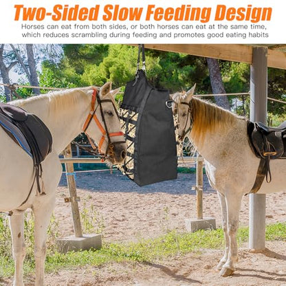 Dual Purpose Feed Horse Hay Bags, 2 Pack Large Black Oxford Fabric - size: Large 2 Pack