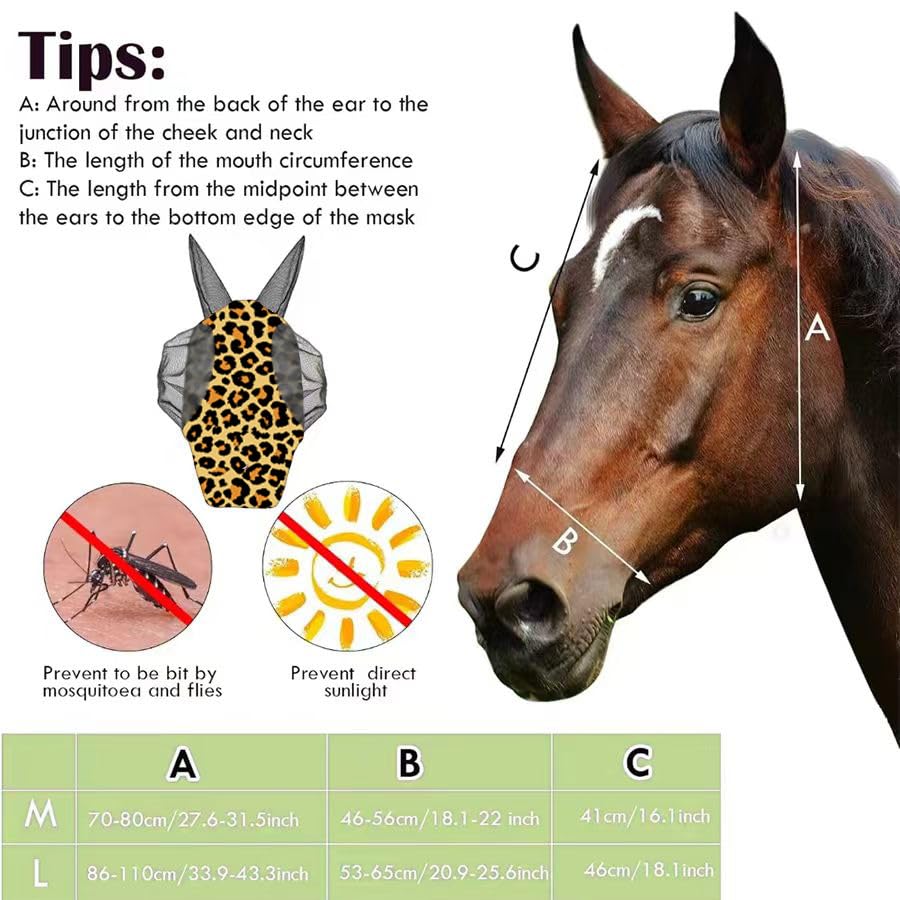 Horse Fly Mask, Stretch Fly Mask, Suitable for Horses with Ears, UV Protection, Pest Control, Comfortable Mesh, No Nose, Fits Medium-Sized Horses (2pcs Medium) - size: Medium