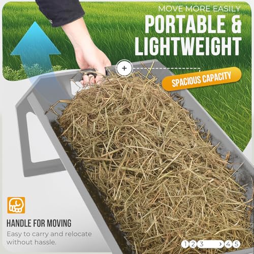 ECOTRIC Livestock Feeder, 45" Length for 10Sheeps Once, 22 Gallon Feeder - color: Silvery