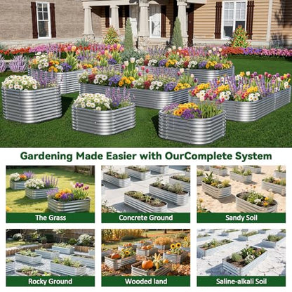 3 Pack Corrugated Galvanized Steel Raised Garden Bed Outdoor, Metal Above Ground Garden Bed for Vegetables and Flowers, Raised Beds for Gardening-3x2FT - size: 3x2FT