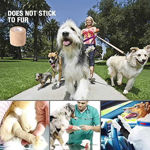 Self Adhesive Bandage Wrap, Self Adhering Bandage, Vet Wrap for Dogs, Self Adherent Cohesive Wrap Bandages for Sports, Athletic, First Aid, Wrist, Ankle, Tape, 8 Pack, 2 inch - size: 2 Inch (Pack of 2)