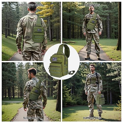 HAOMUK Tactical Sling Bag Backpack Military Rover Shoulder Sling Pack Small EDC Crossbody Chest Bag for Men - color: Green